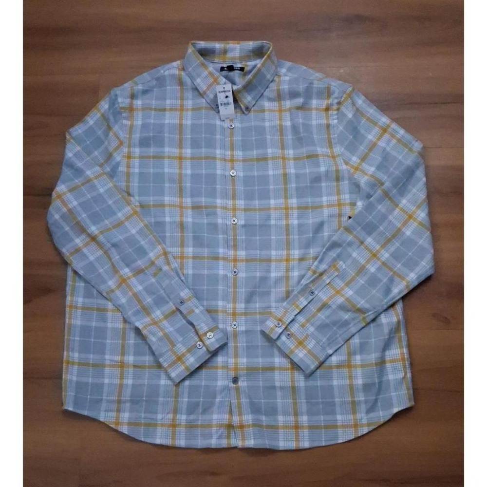 Mens Nwt Express Flannel Plaid Button Down Casual Shirt